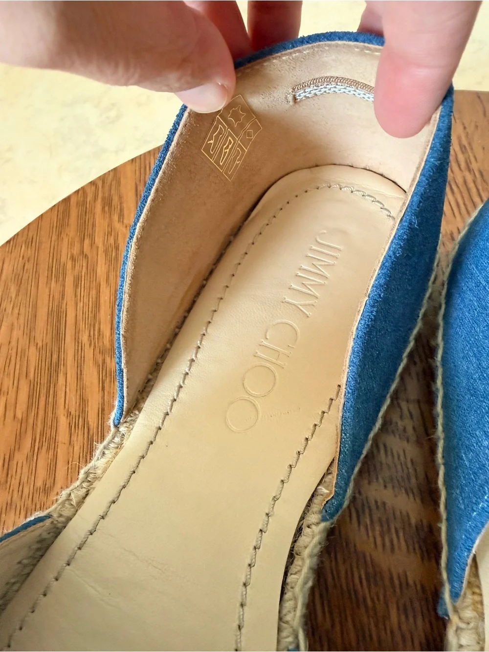 Jimmy Choo Dreya Blue Denim d’Orsay Espadrille Slip-Ons Size 40.5/US10